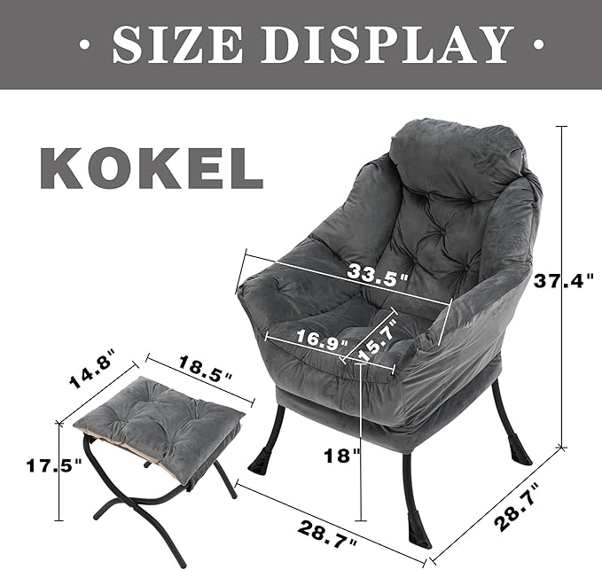 Lazy Chair with Folding Ottoman, Living Room Accent Contemporary Lounge Chair - Image 3