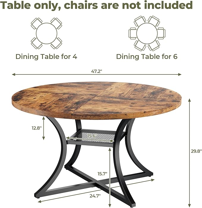 IRONCK 47.2" Round Dining Table - Image 2