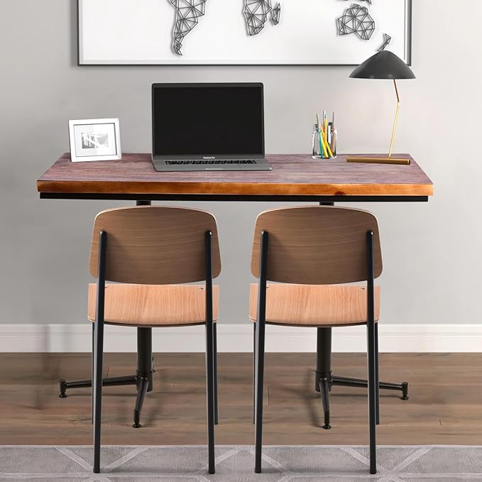 LOKKHAN Dining Chairs, Vintage Wood Metal Home Kitchen Breakfast Cafe Chairs - Image 5