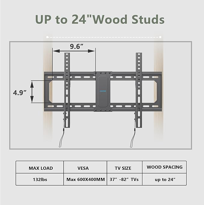 UL Listed Fixed TV Wall Mount for 37-82 Inch Screens, Low Profile TV Mount Fits - Image 4
