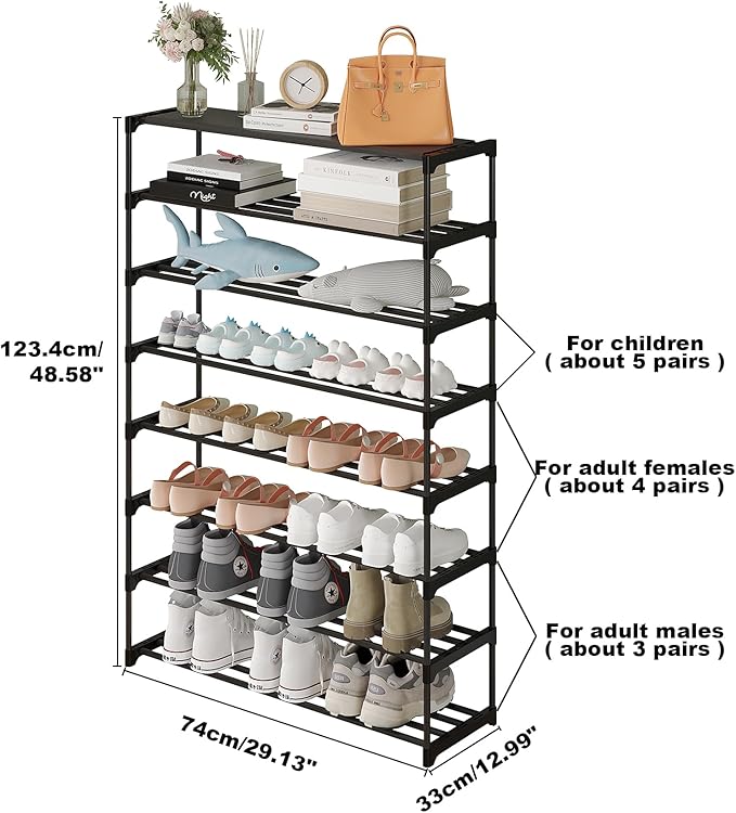 Calmootey 8-Tier Shoe Rack, Tall Large Capacity 40 Pairs Shoes Storage Organizer - Image 3