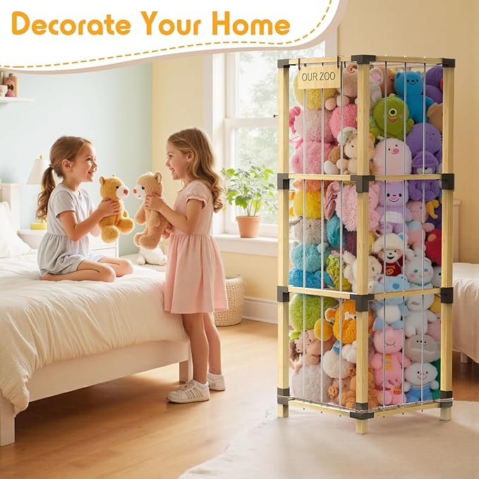 200L Stuffed Animal Zoo Storage, 3-Tier Extra Large Stuffed Animal Holder - Image 8