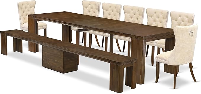 X07DA-B08-32 - 9 Pieces Dining Table Set contains an Extendable Rectangle - Image 2
