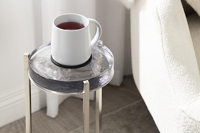 Kate and Laurel Aguilar Modern Drink Table, Detailed Glass Accent Table - Image 4