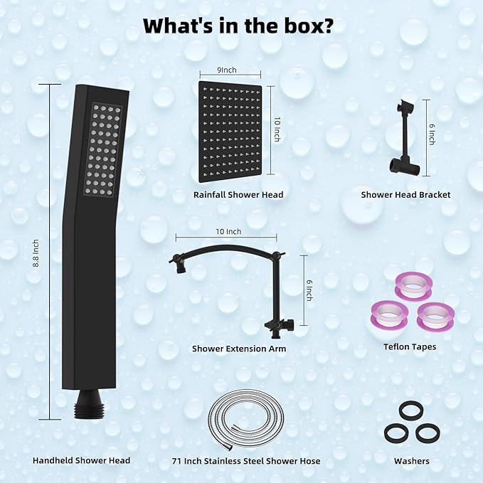 Hibbent All Metal 10'' Rainfall Shower Head, Dual Shower Head Combo, High - Image 8