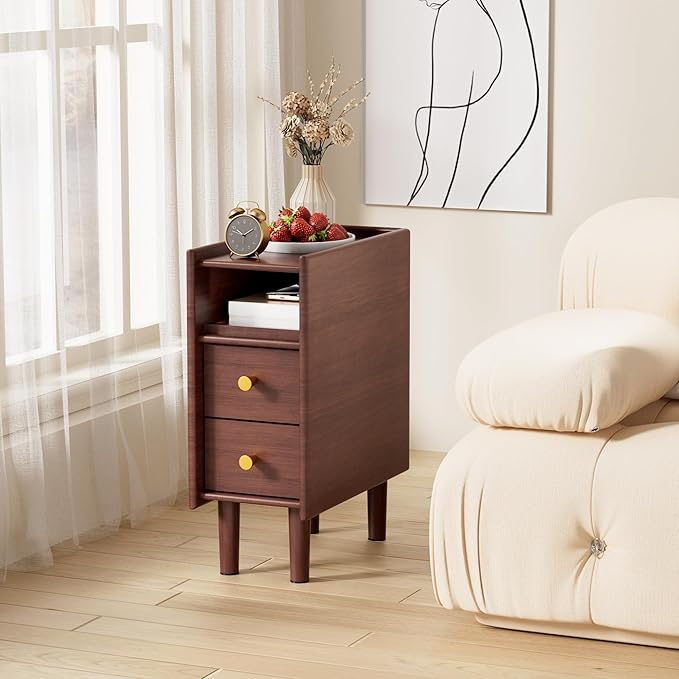 Huolewa Narrow Nightstand with 2 Drawers - Image 6