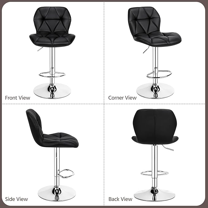 Yaheetech Bar Stools Set of 4, Adjustable PU Leather Swivel Barstools, Modern - Image 6