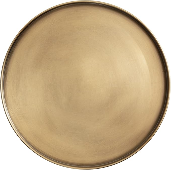 Kate and Laurel Tira Elegant Round Side Table, 14 x 24, Brass and Walnut Brown - Image 8