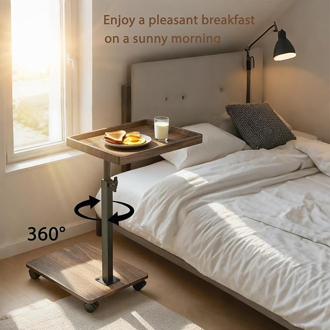Adjustable Height Couch Tables That Slide Under Sofa, 360° Swivel Modern Tv - Image 3