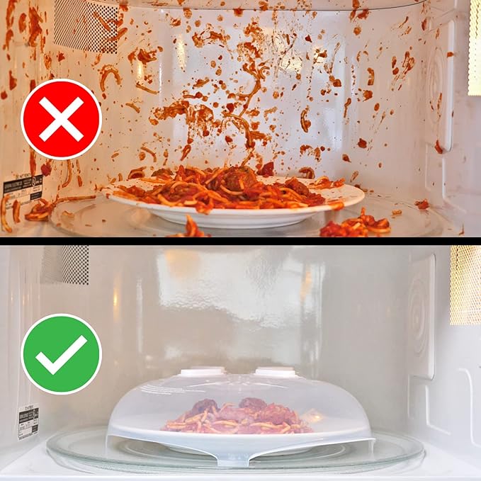 Magnetic Splatter Cover, 12-Inch Clear BPA-Free Food Lid, Vented Plate Guard - Image 4