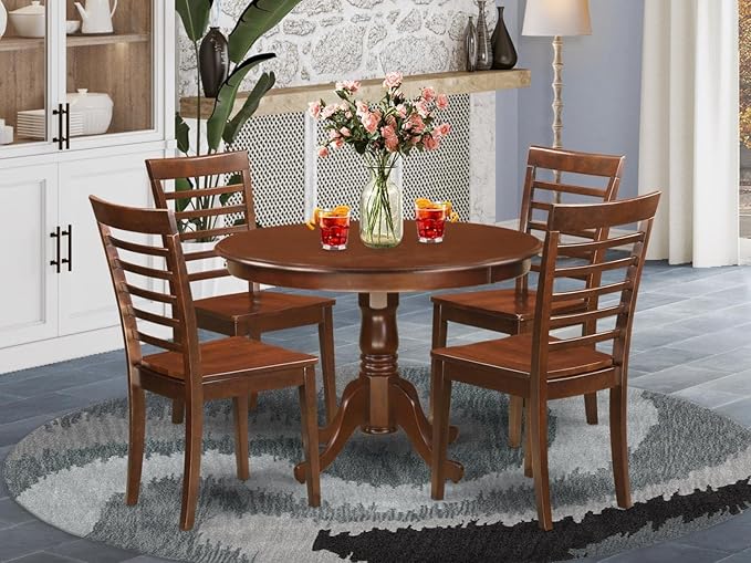 East West Furniture HLML5-MAH-W 5 Piece Dining Room Furniture Set Includes a - Image 6