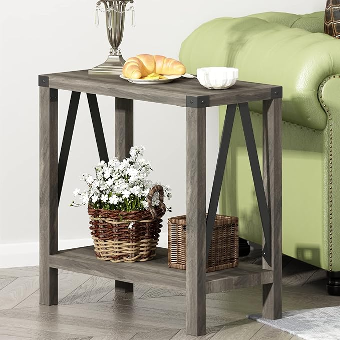 ChooChoo Farmhouse End Table for Small Spaces, Narrow Side End Table - Image 4