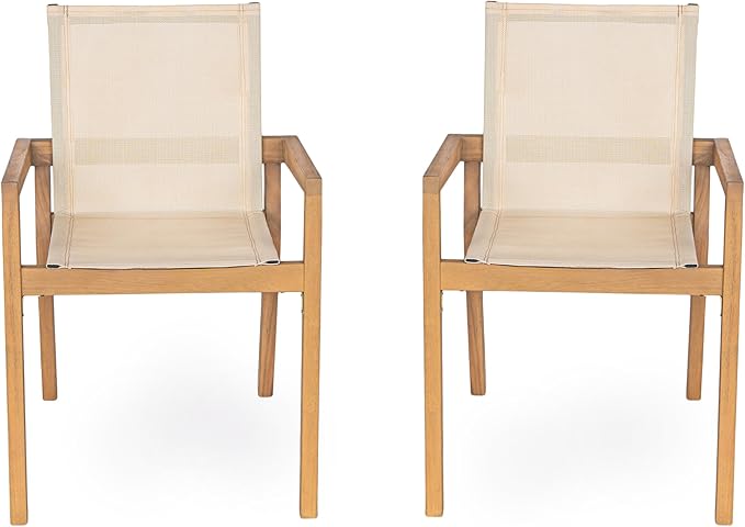 Merax Mesh Seating Solid Wood Dining Chairs Set of 2, French Country Style - Image 6
