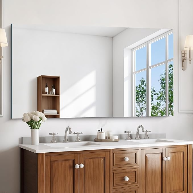 KOCUUY Large Frameless Mirror, 55x30 Inch Rectangle Bathroom Vanity Mirror by KOCUUY