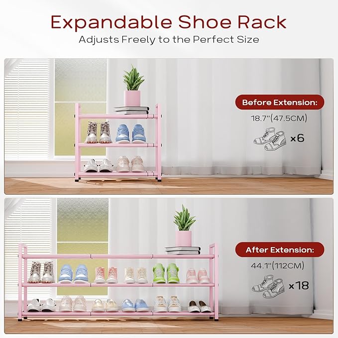 Bumusty 3-Tier Long Expandable Shoe Rack - Image 5