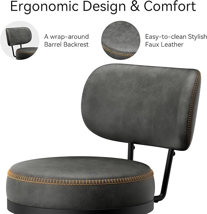Counter Height Bar Stools, Faux Leather Kitchen Counter Stools - Image 4