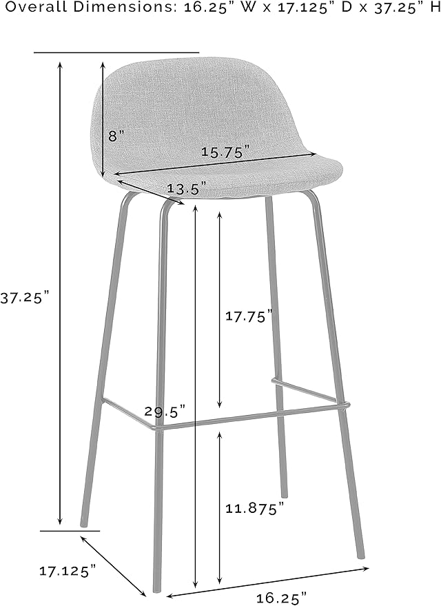 Crosley Furniture Riley Upholstered Seat Bar Stools Set of 2 - Image 3