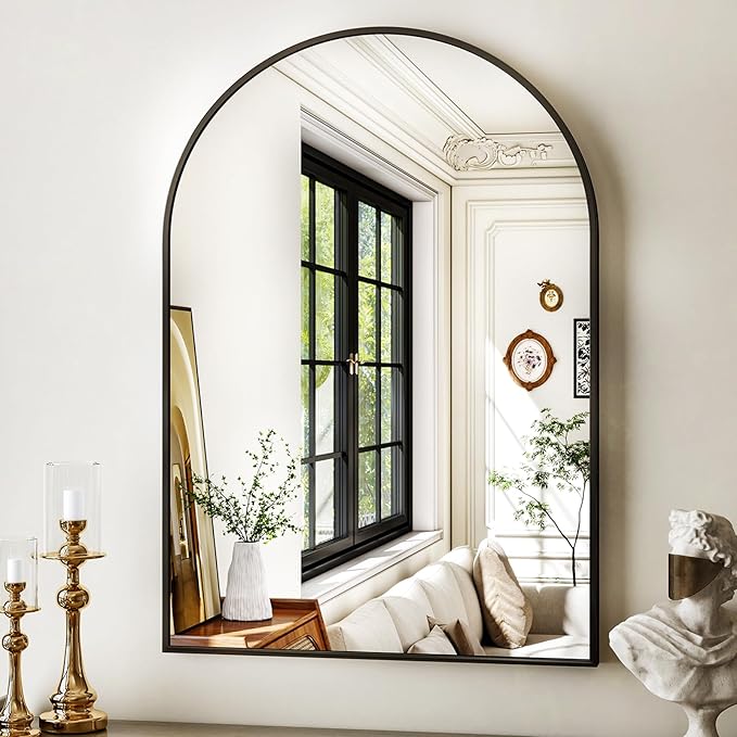 24"x36" Black Arched Bathroom Mirror - Image 7