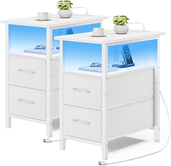 Vagusicc Set of 2 White Nightstand by Vagusicc