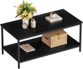 SAYGOER Black Coffee Table for Living Room Modern Rectangle 2-Tier Coffee Tables by Saygoer