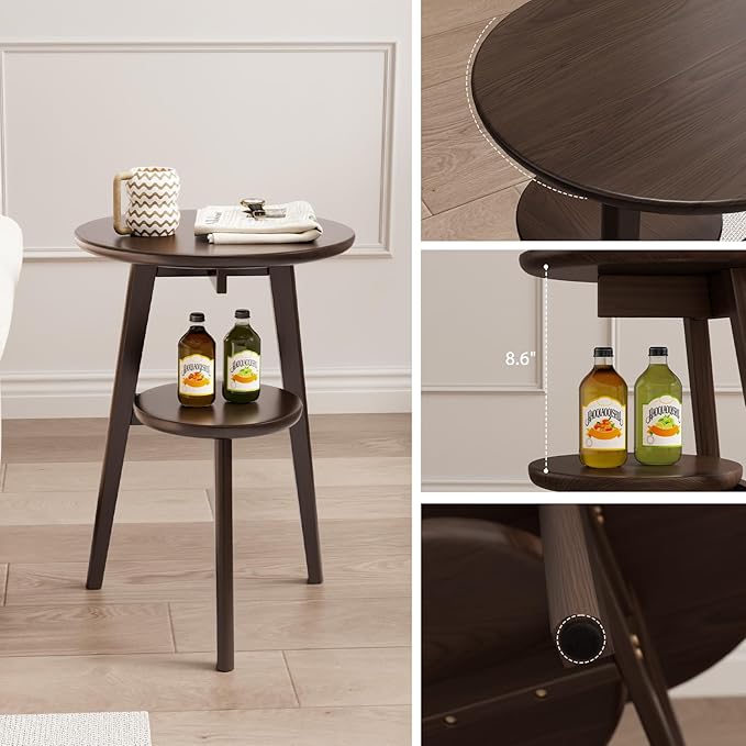 Small End Table Round End Table, Solid Wood Round Side Table - Image 4