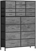 Chest of Drawers for Bedroom, Tall Gray Fabric Dresser by VASICAR