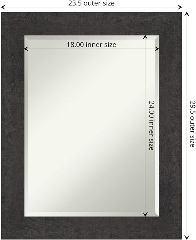 Amanti Art Brown Wall Mirror 30x24 Rustic Plank Espresso Rectangle Bathroom - Image 4