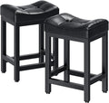 Dripex Backless Faux Leather Saddle Bar Stools Set of 2, 24 Inch Counter Height by Dripex