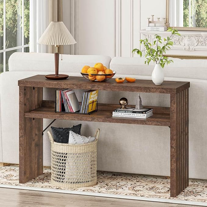 BON AUGURE Entryway Table, Console Table Behind Couch, Wood Sofa Tables - Image 9
