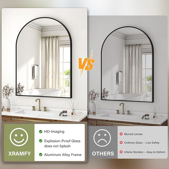 32"x48" Arched Bathroom Mirror - Image 3