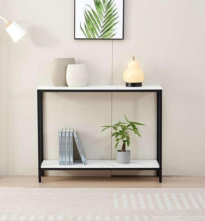 loglus Console Table for Entryway, Faux Marble MDF Sofa Table - Image 4