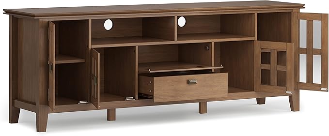 SIMPLIHOME Artisan SOLID WOOD 72 inch Wide Contemporary TV Media Stand in - Image 3