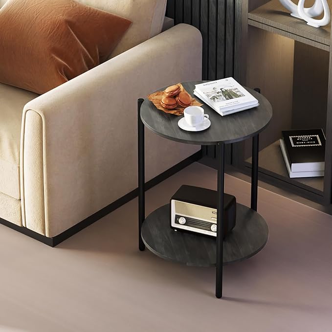 Round Side Table, 2-Tier Circle End Tables - Image 7