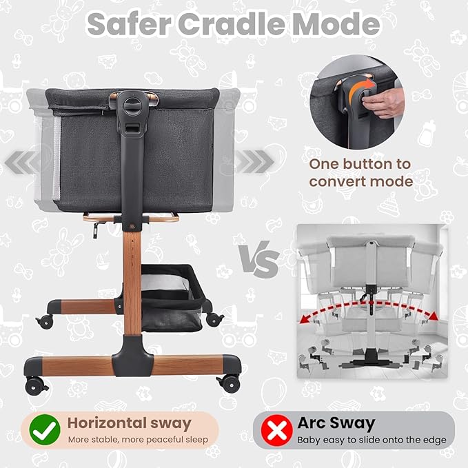 Baby Bassinet, 3 in 1 Bedside Sleeper - Image 3