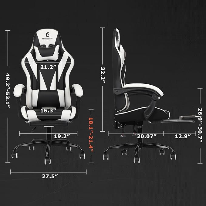 Gaming Chair with Linkage Armrest & Footrest, High Back Video Gaming Chair - Image 3