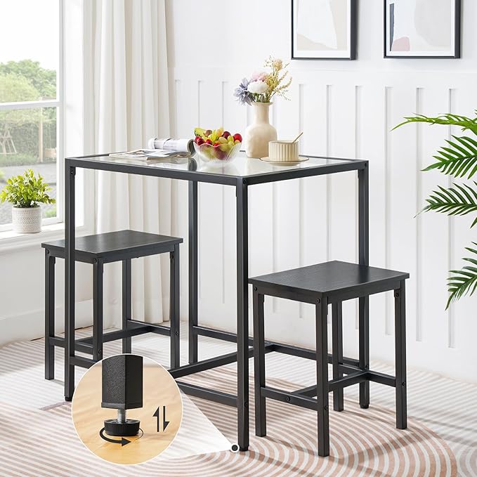 HOOBRO Mordern Dining Table Set, Glass Dining Room Table Set - Image 4