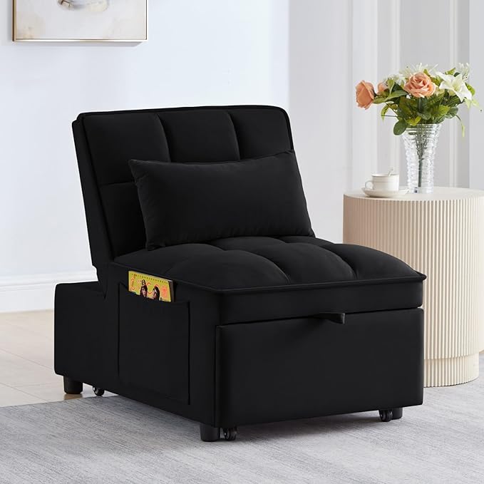 KEIKI Velvet Single Convertible Sleeper Chair Sofa Bed - Image 6
