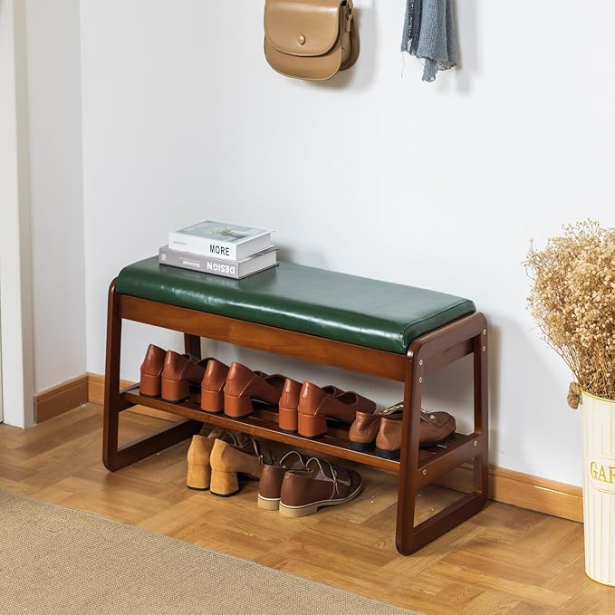 latifolia Solid Wood Bench, Entryway Shoe Bench - Image 5