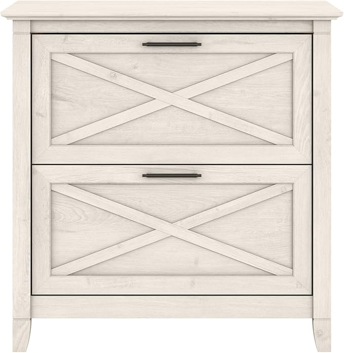 Bush Furniture Key West 2 Drawer Lateral File Cabinet in Linen White Oak | - Image 7