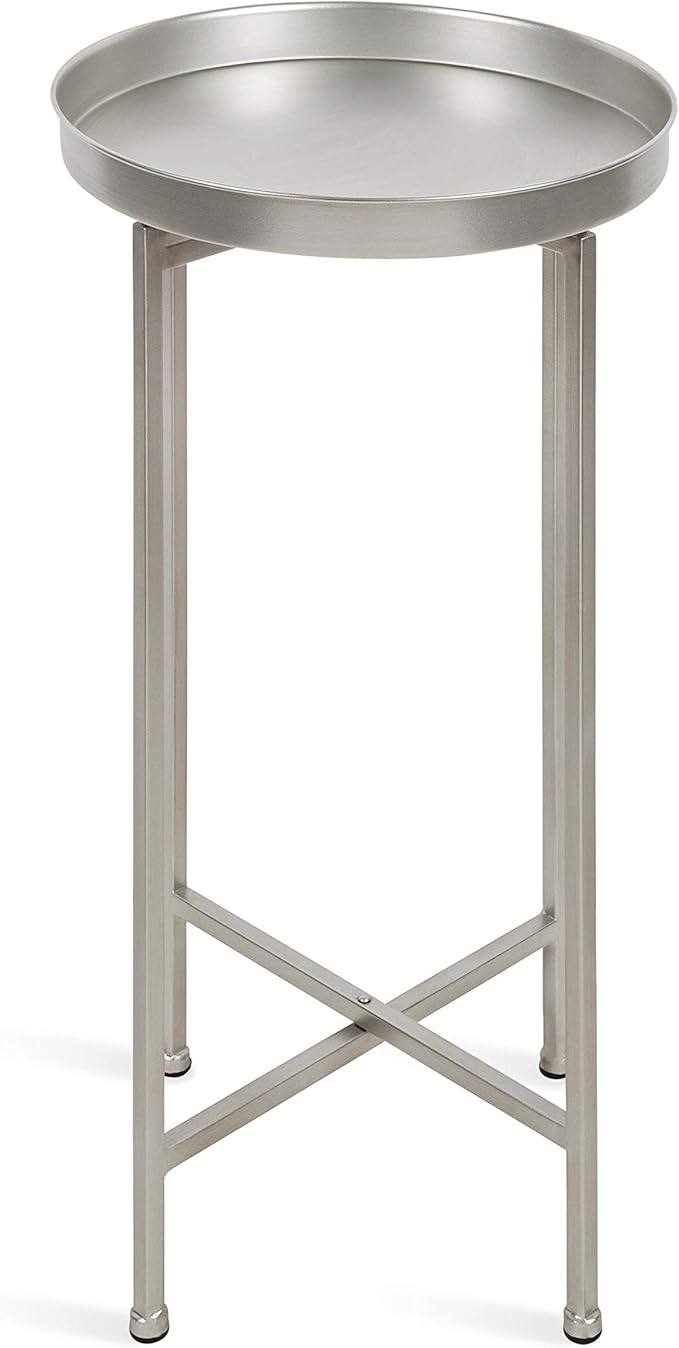 Kate and Laurel Celia Round Metal Foldable Accent Table - Image 4