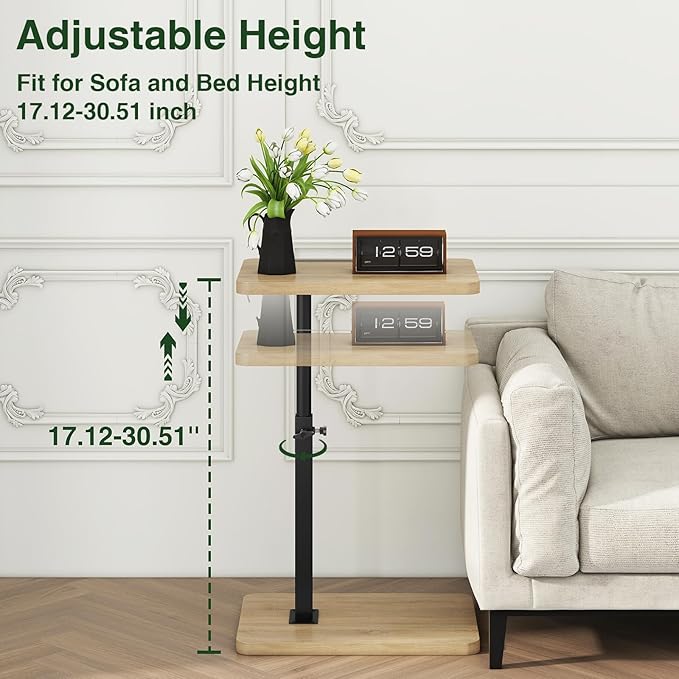 IBUYKE Tray Table for Couch, 360° Swivel Height Adjustable End Table for Small - Image 3