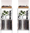 Clear Acrylic Side Table Set of 2, 15.7" L x 11.8" W x 30.7" H, 3-Tier End Table by Bkemiy