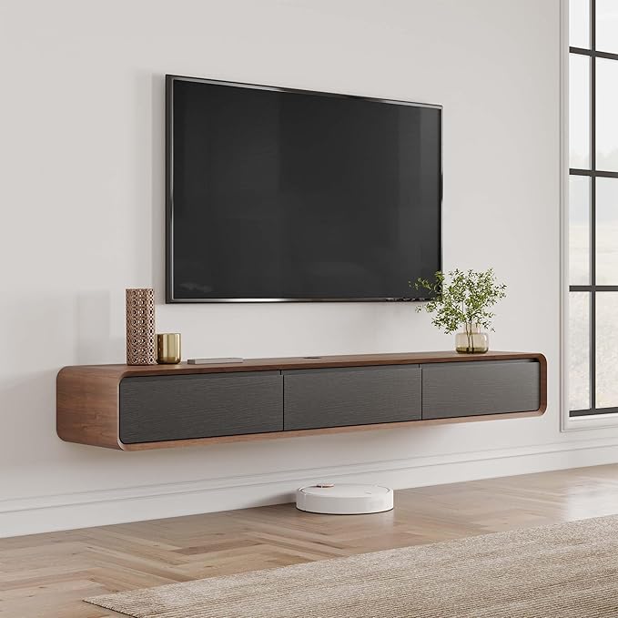 POVISON Fully Assembled Floating TV Stand, 63 inch Modern TV Stand by POVISON