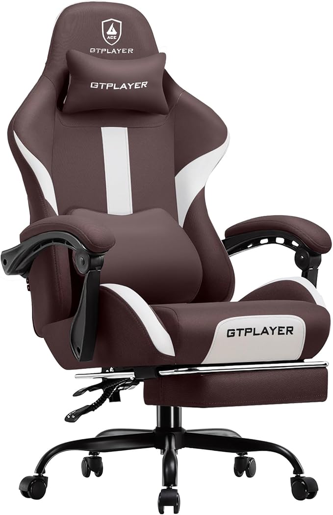 GTRACING Gaming Chair with Foot Rest & Pocket Spring Cushion, Breathable Fabric by GtracingDirect