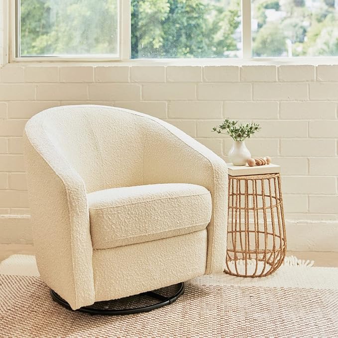 Babyletto Madison Swivel Glider in Polyester Ivory Boucle - Image 2