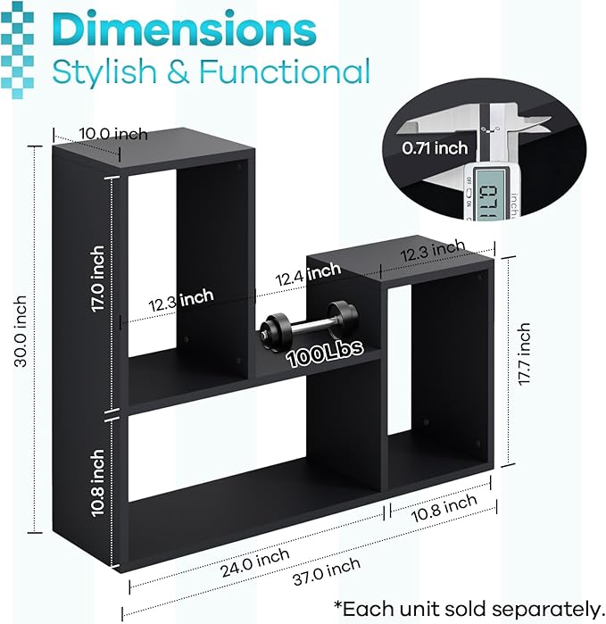 Kaboon Free-Form Modular Shelving Unit, Freestanding Bookcase 10 Inches Deep - Image 3