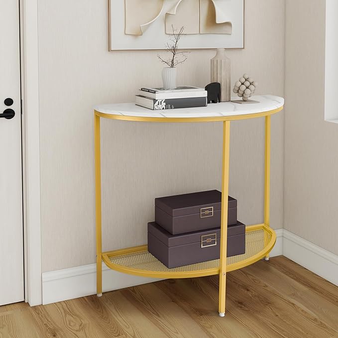 Entry Table Narrow Livingroom Furniture: 2 Tier Modern Console Table - Image 4