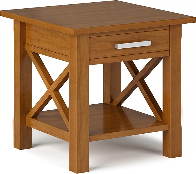 SIMPLIHOME Kitchener SOLID WOOD 21 inch Wide Square Contemporary End Side Table by SimpliHome