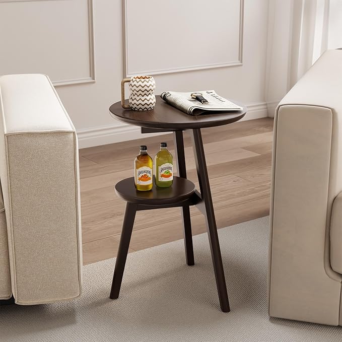Small End Table Round End Table, Solid Wood Round Side Table - Image 8