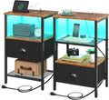 Sthmec Nightstands Set of 2, LED Bedside Tables by Unknown